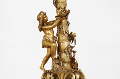 Lot 57 - A Victorian ormolu candlestick table lamp by Elkington & Co.
