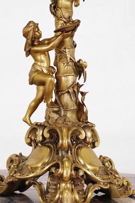 Lot 57 - A Victorian ormolu candlestick table lamp by Elkington & Co.