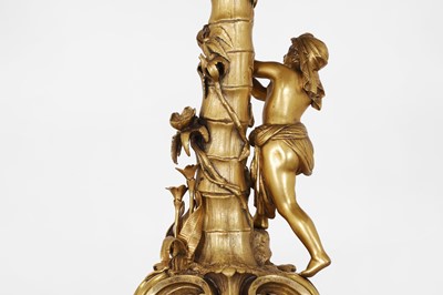 Lot 57 - A Victorian ormolu candlestick table lamp by Elkington & Co.