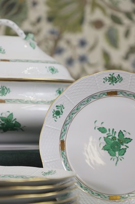Lot 216 - A Herend 'Apponyi Green' part dinner service