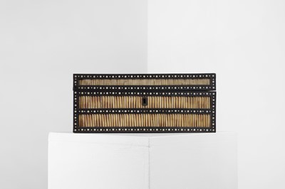 Lot 217 - A Sinhalese porcupine quill, ebony and ivory workbox
