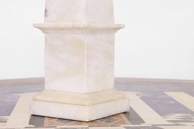 Lot 23 - An alabaster obelisk table lamp