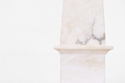 Lot 23 - An alabaster obelisk table lamp