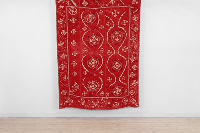 Lot 398 - A suzani embroidered panel