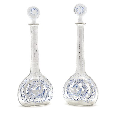 Lot 94 - A pair of enamelled glass decanters