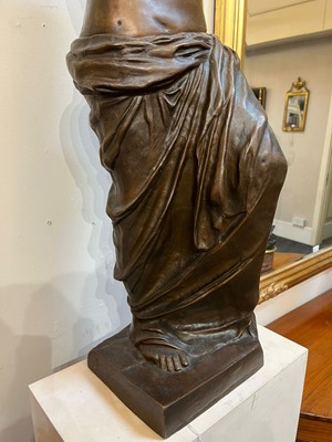 Lot 158 - A patinated bronze figure after the antique