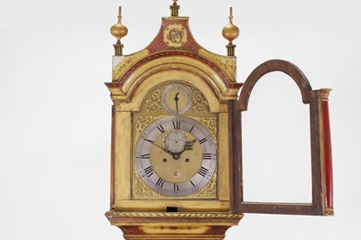 Lot 117 - A George III-style yellow, scarlet an gilt-japanned longcase clock