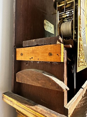 Lot 117 - A George III-style yellow, scarlet an gilt-japanned longcase clock