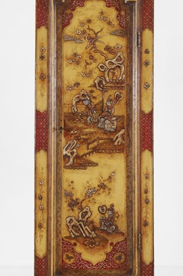 Lot 117 - A George III-style yellow, scarlet an gilt-japanned longcase clock