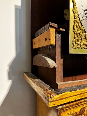 Lot 117 - A George III-style yellow, scarlet an gilt-japanned longcase clock