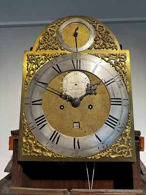 Lot 117 - A George III-style yellow, scarlet an gilt-japanned longcase clock