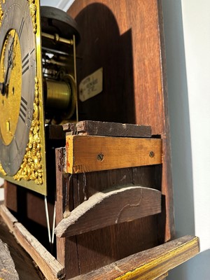 Lot 117 - A George III-style yellow, scarlet an gilt-japanned longcase clock