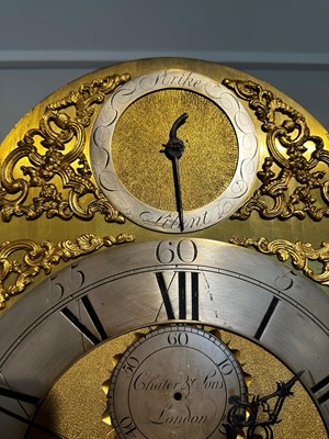 Lot 117 - A George III-style yellow, scarlet an gilt-japanned longcase clock