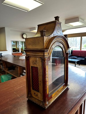 Lot 117 - A George III-style yellow, scarlet an gilt-japanned longcase clock