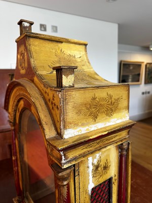 Lot 117 - A George III-style yellow, scarlet an gilt-japanned longcase clock