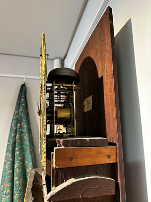 Lot 117 - A George III-style yellow, scarlet an gilt-japanned longcase clock