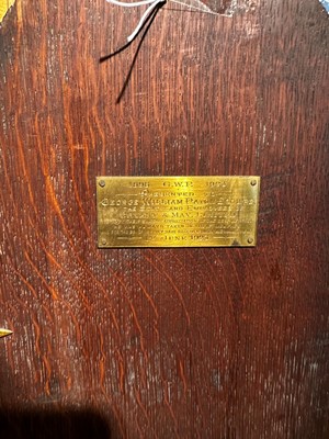 Lot 117 - A George III-style yellow, scarlet an gilt-japanned longcase clock