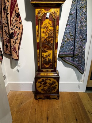 Lot 117 - A George III-style yellow, scarlet an gilt-japanned longcase clock