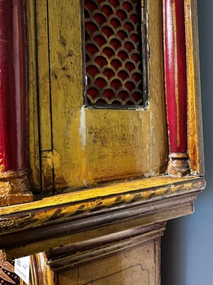 Lot 117 - A George III-style yellow, scarlet an gilt-japanned longcase clock
