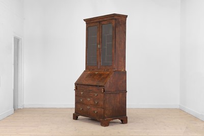 Lot 108 - A George II walnut bureau bookcase