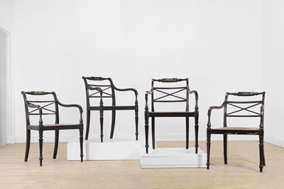 Lot 55 - A set of four Regency-style elbow chairs