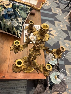 Lot 38 - A pair of Louis XV-style ormolu candelabra