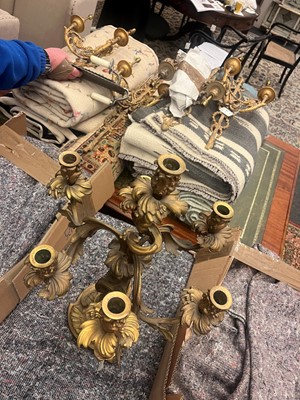 Lot 38 - A pair of Louis XV-style ormolu candelabra