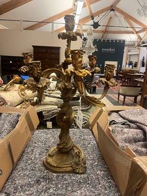 Lot 38 - A pair of Louis XV-style ormolu candelabra