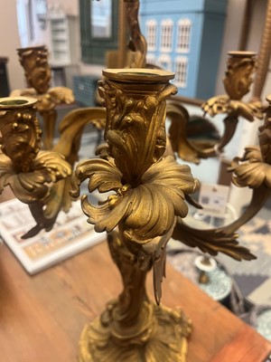 Lot 38 - A pair of Louis XV-style ormolu candelabra