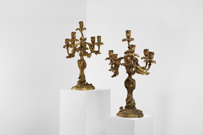 Lot 38 - A pair of Louis XV-style ormolu candelabra