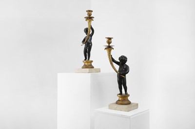 Lot 144 - A pair of Louis XVI-style figural candelabra