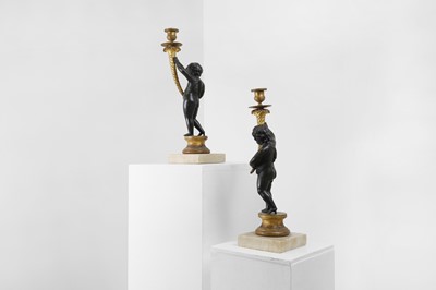 Lot 144 - A pair of Louis XVI-style figural candelabra
