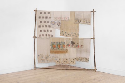 Lot 176 - A group of embroidered towels and fragments
