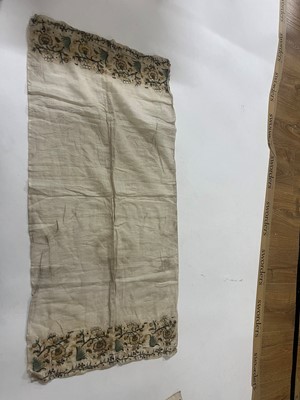 Lot 176 - A group of embroidered towels and fragments