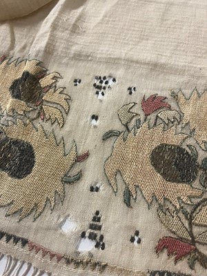 Lot 176 - A group of embroidered towels and fragments