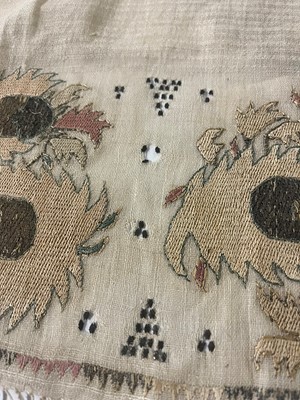 Lot 176 - A group of embroidered towels and fragments