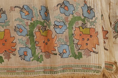 Lot 176 - A group of embroidered towels and fragments