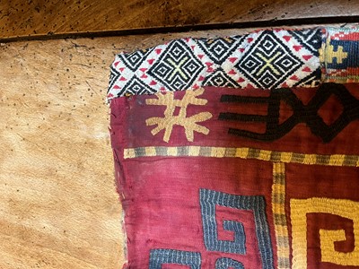 Lot 177 - A silk embroidered Lakai suzani table runner or hanging