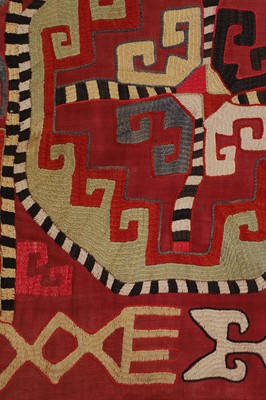 Lot 177 - A silk embroidered Lakai suzani table runner or hanging