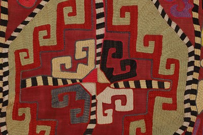 Lot 177 - A silk embroidered Lakai suzani table runner or hanging