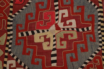 Lot 177 - A silk embroidered Lakai suzani table runner or hanging