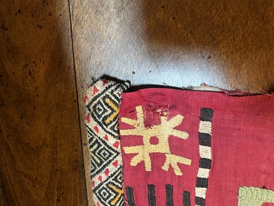 Lot 177 - A silk embroidered Lakai suzani table runner or hanging
