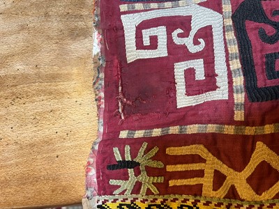 Lot 177 - A silk embroidered Lakai suzani table runner or hanging