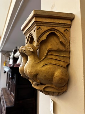 Lot 74 - A pair of Gothic Revival carved wooden corbels
