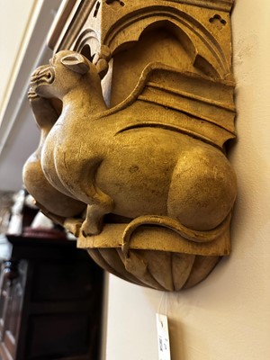 Lot 74 - A pair of Gothic Revival carved wooden corbels