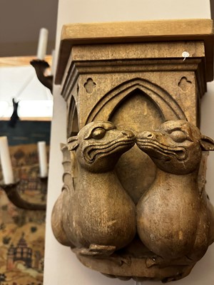 Lot 74 - A pair of Gothic Revival carved wooden corbels