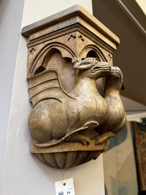 Lot 74 - A pair of Gothic Revival carved wooden corbels
