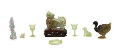 Lot 77 - A group of Chinese jade and hardstone carvings