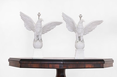 Lot 353 - A pair of glazed pottery table lamps