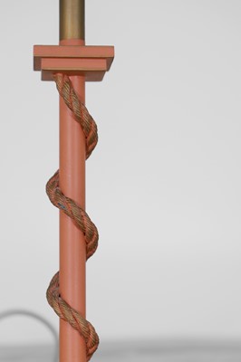 Lot 111 - A pair of painted wooden table lamps